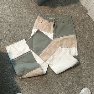 Patchwork Green Jeans